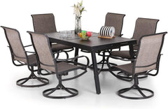 9-Piece Outdoor Patio Dining Set with Swivel Chairs and Extendable Table