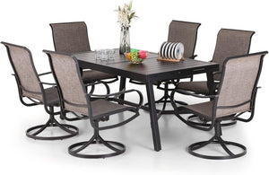 9-Piece Outdoor Patio Dining Set with Swivel Chairs and Extendable Table