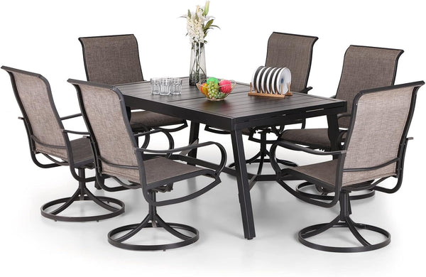 9-Piece Outdoor Patio Dining Set with Swivel Chairs and Extendable Table