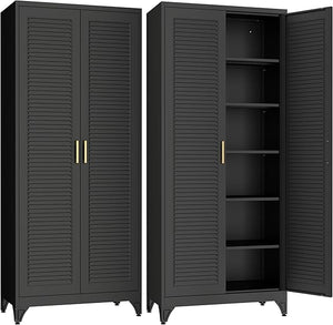 Metal Wardrobe Closet with Doors & Adjustable Shelves