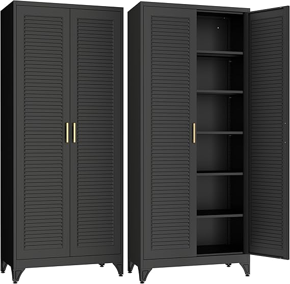 Metal Wardrobe Closet with Doors & Adjustable Shelves