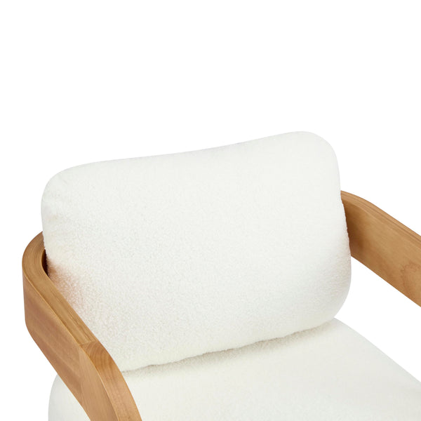 Boucle Dining Chairs Set of 2 with Cushion & Curved Arms