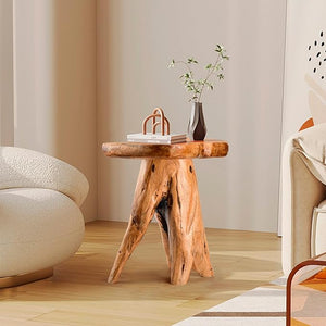 Live Edge Cedar Side Table with Waterproof Top