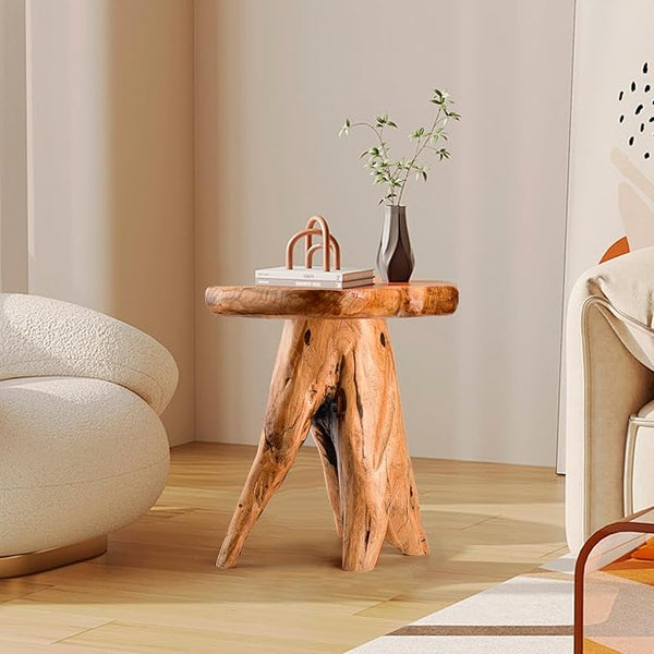Live Edge Cedar Side Table with Waterproof Top