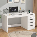 47-Inch Computer Desk with 5 Drawers & Power Outlets