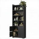 Tall Bookshelf with Doors & Storage – 74.6" White