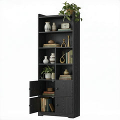 Tall Bookcase with Doors & Storage Shelves