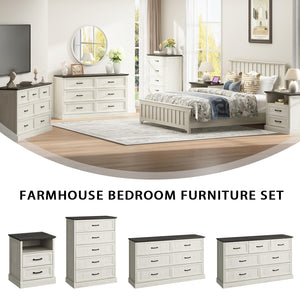 Farmhouse Dresser & Nightstand Set – 3 Piece Bedroom Set