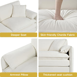 Modular Sectional Sofa with Ottomans & Pillows – Beige