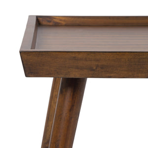 Mid-Century Wood Coffee Table with Tapered Legs & Adjustable Feet
