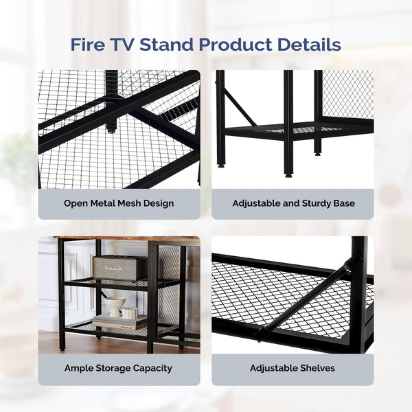 Industrial Fireplace TV Stand 58 Inch with Electric Heater