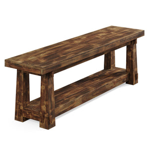 Solid Wood Entryway Bench with Shoe Storage Shelf