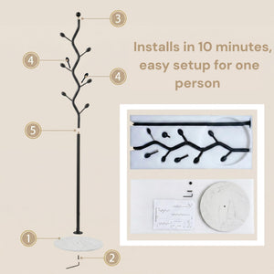 Tree Branch Coat Rack with Marble Base