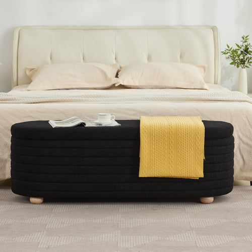 Storage Ottoman Bench with Hidden Storage & Safety Hinge