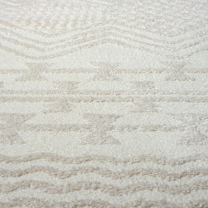 Cream Moroccan Area Rug – High-Low Pile, Stain-Resistant Polypropylene