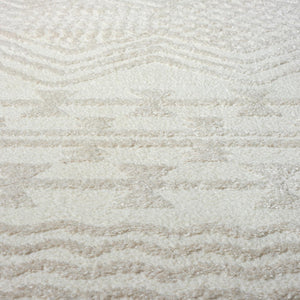Cream Moroccan Area Rug – High-Low Pile, Stain-Resistant Polypropylene