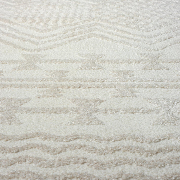Cream Moroccan Area Rug – High-Low Pile, Stain-Resistant Polypropylene