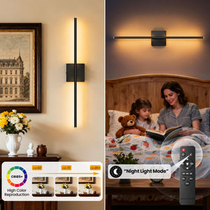 Hardwire Wall Sconce Set of 2 with Remote Control – 28 Inch, Dimmable, 100–240V