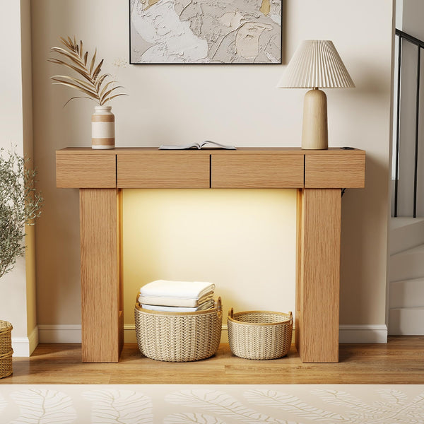 47" Entryway Console Table with LED Light & Storage Drawers