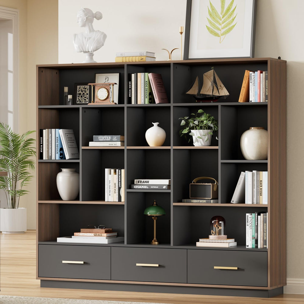 60" Wide Horizontal Bookcase with Drawers