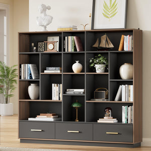 60" Wide Horizontal Bookcase with Drawers