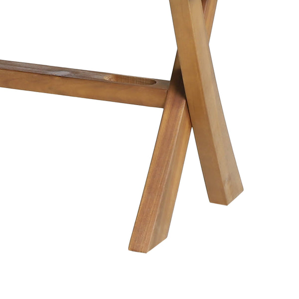 Acacia Wood Outdoor Bench with Rope Seating