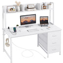 47-Inch Computer Desk with Hutch, Drawers & Power Outlets