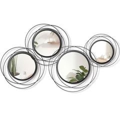 Set of 4 Round Metal Wall Mirrors Minimalist Circle Wall Decor