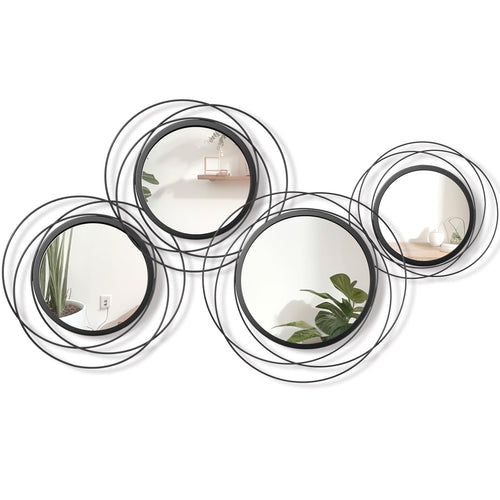 Set of 4 Round Metal Wall Mirrors Minimalist Circle Wall Decor