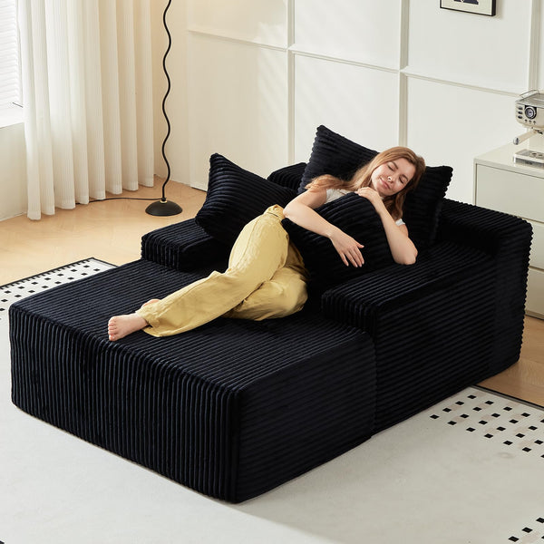 Corduroy Chaise Lounge Sofa Bed – 67 Inch Deep Seat Sleeper Couch
