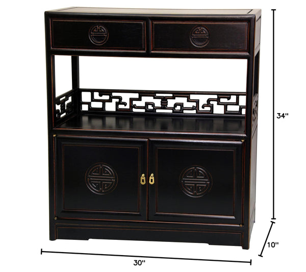 Chinese Tea Cabinet – Carved Rosewood | Antique Black