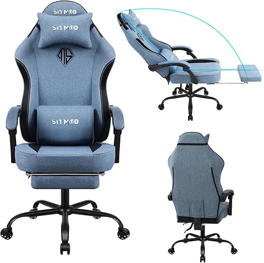 Ergonomic Gaming Chair with Pocket Spring Cushion, 350 lb Capacity, 150° Recline, Lumbar Support