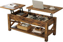 Lift Top Coffee Table with Hidden Storage & Open Shelf