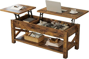 Lift Top Coffee Table with Hidden Storage & Open Shelf