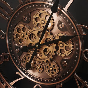 Large Moving Gears Wall Clock – 21 Inch Analog Art Deco Metal Clock