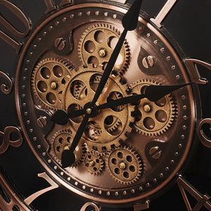 Large Moving Gears Wall Clock – 21 Inch Analog Art Deco Metal Clock