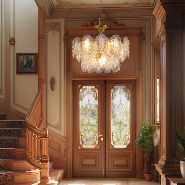 Gold Crystal Chandelier 3-Layer 6-Light Round Pendant Light