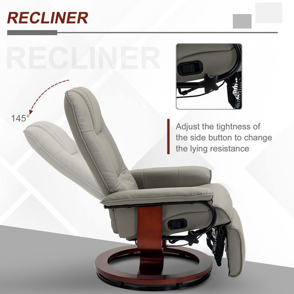 Faux Leather Swivel Recliner Chair with Footrest