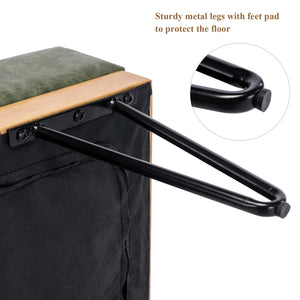 PU Leather Rectangle Ottoman Bench with Metal Legs