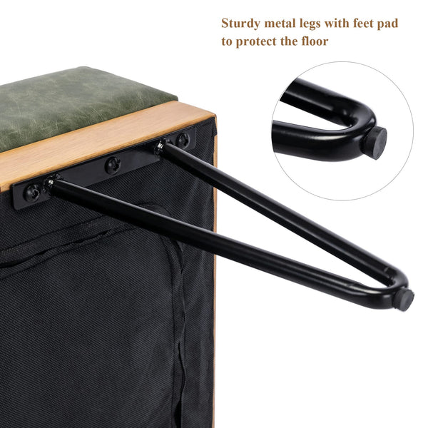 PU Leather Rectangle Ottoman Bench with Metal Legs