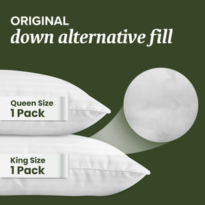 Cooling Down Alternative Pillow – Adjustable Loft, Queen & King