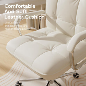 Mid-Back PU Leather Office Chair with Swivel & Padded Arms