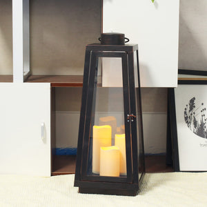 LED Hanging Lantern with Dancing Flame Timer Candle