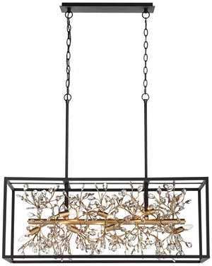 8-Light Crystal Rectangular Pendant Chandelier