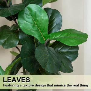 Artificial Fiddle Leaf Fig Tree with White Planter