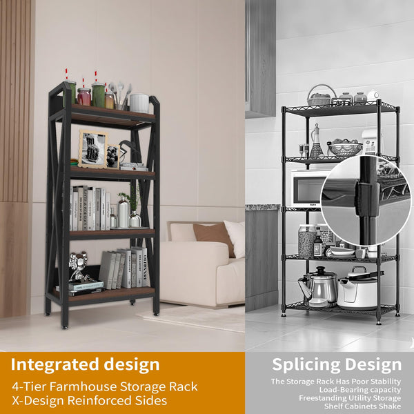 4-Tier Adjustable Baker's Rack with Metal Frame