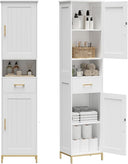 Tall Bathroom Storage Cabinet with Adjustable Shelves and Doors