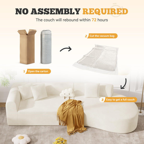 Oversized Modular Curved Sectional Sofa – Corduroy, No Assembly Required