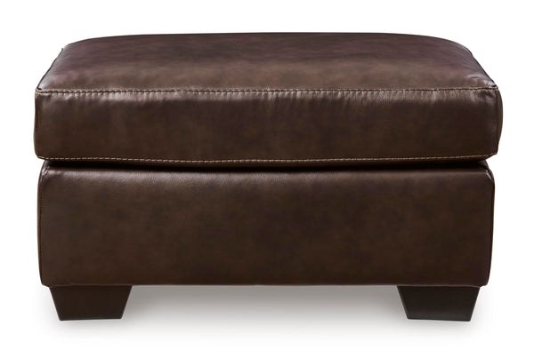 Dark Brown Leather Rectangular Ottoman