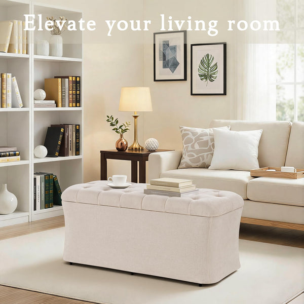 Storage Ottoman Bench with Lid – Tufted Velvet Footrest & Bedroom Chest